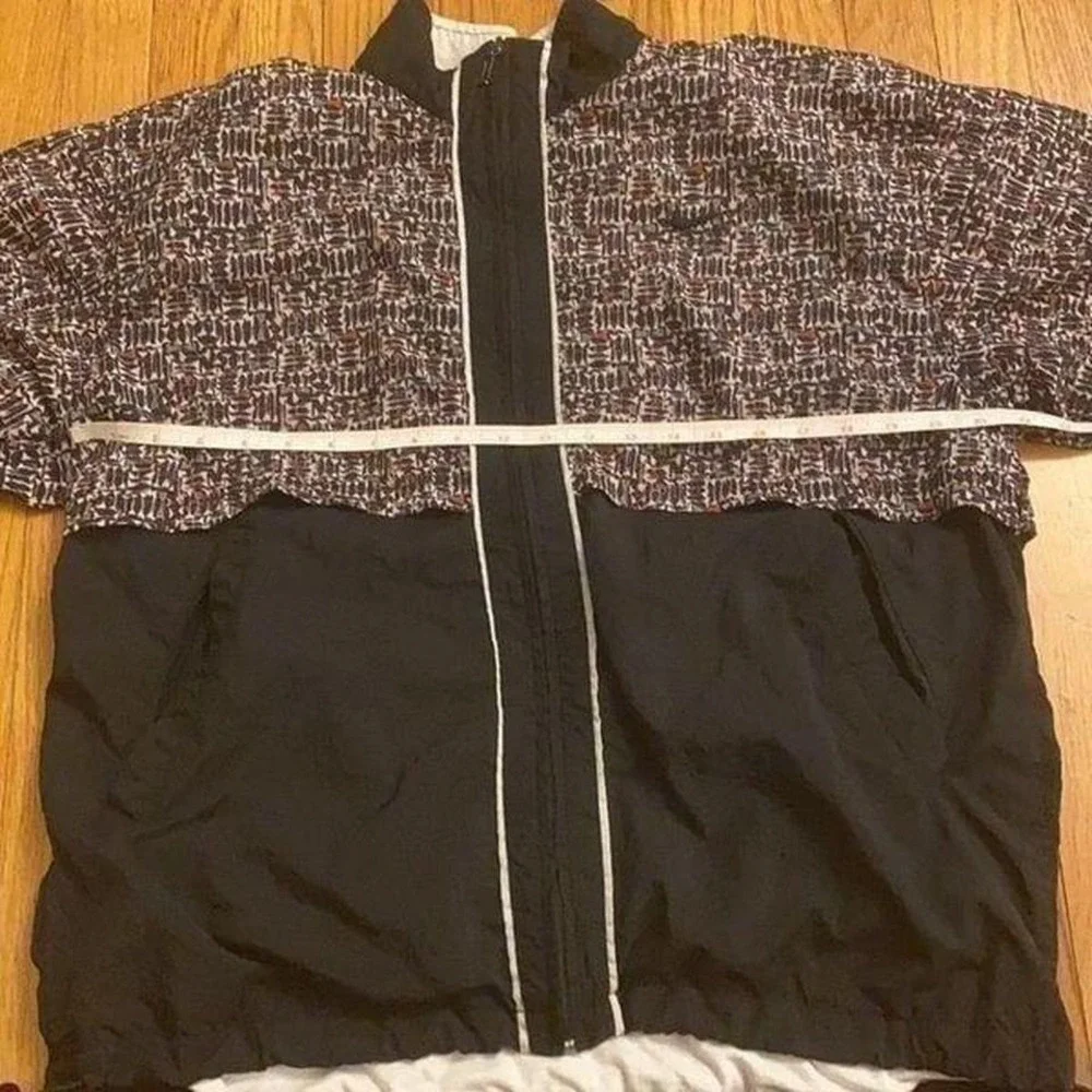 Nike‎ Windbreaker Jacket Women Black Brown Geometric Vintage 90s Full Zip Medium